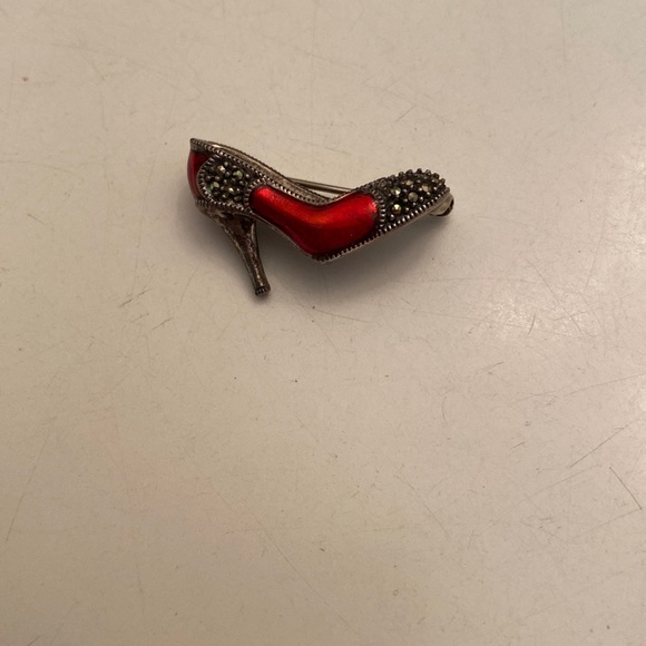 JUDITH JACK - Vintage Marcasite & Enamel Shoe Brooch Pin - - Picture 2 of 3